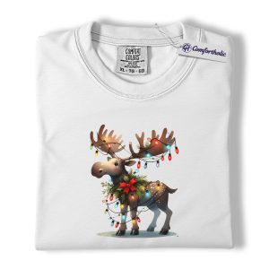 Alternative view of Moose Christmas Shirt, Funny Holiday T-Shirt, Cute Animal Graphic Tee, Festive Winter Gift for Christmas Lovers, Christmas Comfort Colors Shirt