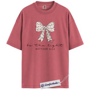 Be the Light Shirt, Matthew 5:14 Bible Verse T-Shirt, Christian Christmas Graphic Tee, Faith-Based Holiday Gift, Christmas Comfort Colors Shirt