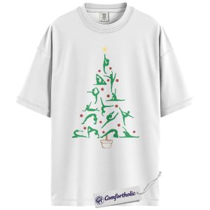 Alternative view of Yoga Christmas Tree Shirt, Holiday Yoga T-Shirt, Fitness Christmas Graphic Tee, Festive Gift for Yoga Lovers, Comfort Colors Shirt
