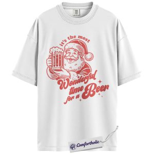 Alternative view of Santa Beer Christmas Shirt, Funny Drinking Holiday T-Shirt, Retro Santa Graphic Tee, Beer Lover Gift for Men, Christmas Comfort Colors Shirt