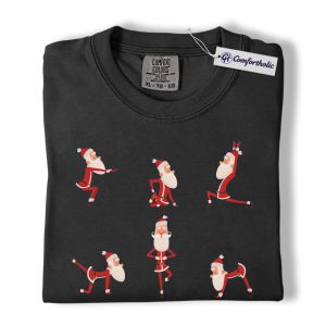 Santa Yoga Shirt, Funny Christmas Workout T-Shirt, Cute Yoga Pose Graphic Tee, Holiday Gift for Yoga Lovers & Instructors, Christmas Comfort Colors Shirt