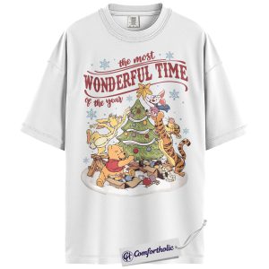 Alternative view of Winnie-the-Pooh Shirt, Christmas T-Shirt, Animated Graphic Tee, Christmas Comfort Colors Shirt