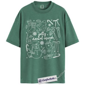 Jolly Dental Squad Shirt, Funny Dentist Christmas T-Shirt, Cute Dental Hygienist Holiday Graphic Tee, Gift for Dental Assistants and Medical Staff, Christmas Comfort Colors Shirt