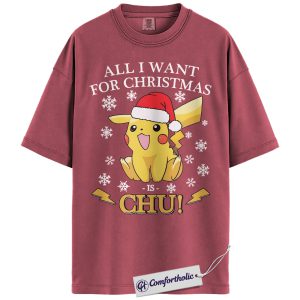 Pikachu Shirt, Pokemon Shirt, PKM Shirt, Christmas Shirt, Anime Graphic Tee, Christmas Comfort Colors Shirt