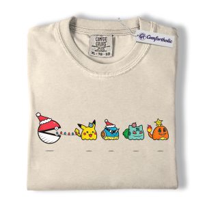 Pokemon Shirt, PKM T-Shirt, Christmas Shirt, Anime Graphic Tee, Christmas Comfort Colors Shirt