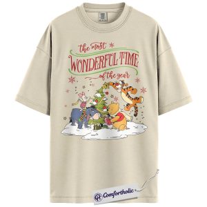 Winnie-the-Pooh Shirt, Christmas Shirt, Animated Graphic Tee, Christmas Comfort Colors Shirt