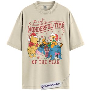 Winnie-the-Pooh Shirt, Christmas Shirt, Animated Graphic Tee, Christmas Comfort Colors Shirt