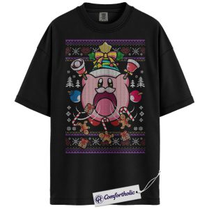 Kirby Shirt, Christmas Shirt, Game Graphic Tee, Christmas Comfort Colors Shirt