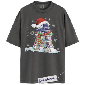 Alternative view of R2-D2 Shirt, Star Wars Shirt, Christmas Shirt, Movie Graphic Tee, Christmas Comfort Colors Shirt