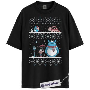 My Neighbor Totoro Shirt, Studio Ghibli Shirt, Christmas Shirt, Anime Graphic Tee, Christmas Comfort Colors Shirt