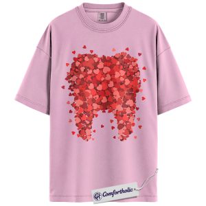 Dental Heart Tooth Shirt, Cute Dentist Valentine Graphic Tee, Dental Hygienist & Assistant T-Shirt, Valentine Gift for Dental Workers, Comfort Colors Shirt