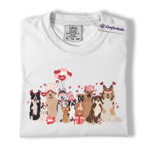 Alternative view of Valentine Dog Lover Shirt, Cute Multi Breed Dogs Graphic T-Shirt, Kawaii Heart Theme Pet Lover Tee, Valentine Gift for Dog Moms, Comfort Colors Shirt