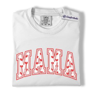 Alternative view of Mama Heart Shirt, Cute Valentine’s Day Mom T-Shirt, Aesthetic Mama Graphic Tee, Sweet Gift for Moms, Comfort Colors Shirt