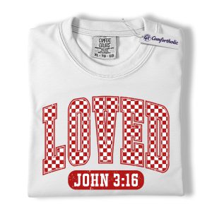 Alternative view of Loved John 3:16 Shirt, Christian Bible Verse T-Shirt, Inspirational Faith Graphic Tee, Religious Encouragement Gift for Women, Comfort Colors Shirt