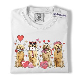 Alternative view of Golden Retriever Valentine Shirt, Cute Cupid Dog Lover T-Shirt, Heart Graphic Pet Lover Tee, Sweet Love Gift for Dog Moms and Pet Owners, Comfort Colors Shirt