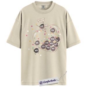 Alternative view of Susuwatari Shirt, My Neighbor Totoro Shirt, Spirited Away Shirt, Valentine's Day Shirt, Anime Graphic Tee, Comfort Colors Shirt