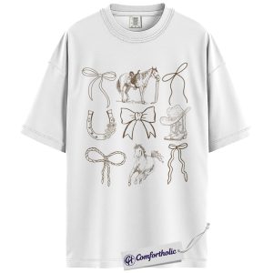 Alternative view of Western Bow Horse Shirt, Cute Cowgirl Aesthetic Graphic Tee, Coquette Rodeo Trend T-Shirt, Gift for Horse Lovers and Cowgirls, Comfort Colors Shirt