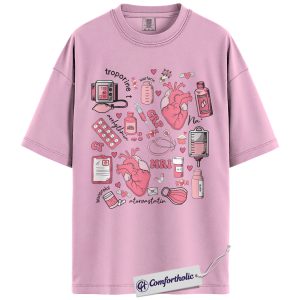 Cardiology Nurse Shirt, Heart Anatomy Medical Tools Graphic T-Shirt, Cute Healthcare Worker Valentine Tee, Nurse Appreciation Gift, Comfort Colors Shirt