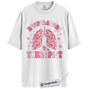 Alternative view of Respiratory Therapist Shirt, Cute Valentine Heart Lung Graphic Tee, RT Medical Professional T-Shirt, Appreciation Gift for Healthcare Workers, Comfort Colors Shirt