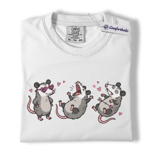 Alternative view of Funny Opossum Shirt, Cute Valentine Animal Lover Graphic Tee, Chaotic Possum Cartoon T-Shirt, Whimsical Heart Gift for for Women, Comfort Colors Shirt