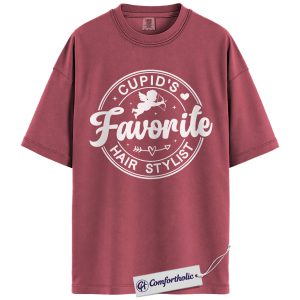 Valentine Hair Stylist Shirt, Cupid’s Favorite Hairdresser Graphic Tee, Cute Cosmetologist T-Shirt, Stylist Appreciation Gift for Salon Workers, Comfort Colors Shirt