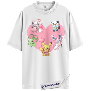 Alternative view of Pokemon Shirt, PKM Shirt, Valentine's Day Shirt, Anime Graphic Tee, Comfort Colors Shirt