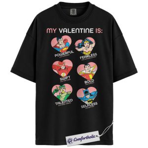Alternative view of Superman Shirt, Wonder Woman Shirt, The Flash Shirt, Shazam Shirt, Valentine's Day Shirt, DC Comics Graphic Tee, Comfort Colors Shirt