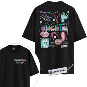 Personalized Orthodontic Assistant Shirt, Cute Dental Worker Graphic T-Shirt, Pastel Healthcare Aesthetic Tee, Custom Name Gift for Dental Staff, Comfort Colors Shirt 2-Sided