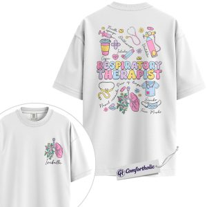 Alternative view of Personalized Respiratory Therapist Shirt, Cute Medical Worker Graphic T-Shirt, Pastel Healthcare Aesthetic Tee, Custom Name Gift for RT Students and Hospital Staff, Comfort Colors Shirt 2-Sided