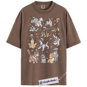 Disney Dogs Shirt, Christmas Shirt, Animated Graphic Tee, Comfort Colors Shirt