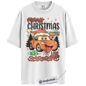 Alternative view of Lightning McQueen Shirt, Cars Shirt, Christmas Shirt, Animated Graphic Tee, Comfort Colors Shirt