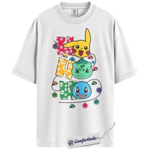 Alternative view of Pikachu Shirt, Bulbasaur Shirt, Squirtle Shirt, Pokemon Shirt, PKM Shirt, Christmas Shirt, Anime Graphic Tee, Comfort Colors Shirt