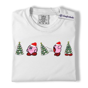 Alternative view of Kirby Shirt, Christmas Shirt, Game Graphic Tee, Comfort Colors Shirt