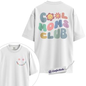 Alternative view of Cool Moms Club Shirt, Retro Pastel Smiley Flower Mom Life Graphic T-Shirt, Aesthetic Cute Mama Tee, Mother's Day Gift for Moms, Family Comfort Colors Shirt 2-Sided