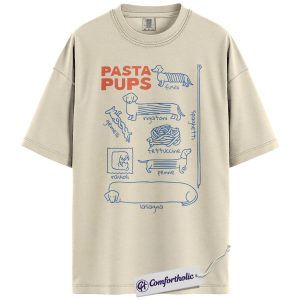 Pasta Pups Shirt, Funny Dachshund Dog Food Pun Graphic T-Shirt, Cute Pet Lover Tee, Gift for Dog Moms and Dachshund Owners, Comfort Colors Shirt