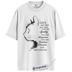 Alternative view of Cats Are Not Just Cats Shirt, Emotional Cat Lover Graphic T-Shirt, Hand Drawn Aesthetic Pet Lover Tee, Gift for Cat Moms, Comfort Colors Shirt