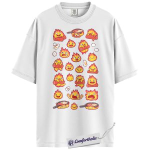 Alternative view of Calcifer Shirt, Howl's Moving Castle Shirt, Studio Ghibli Shirt, Anime Graphic Tee, Comfort Colors Shirt