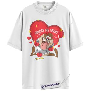 Alternative view of Tasmanian Devil Shirt, Looney Tunes Shirt, Valentine's Day Shirt, Animated Graphic Tee, Comfort Colors Shirt