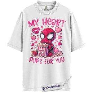 Alternative view of Spider-Man Shirt, Valentine's Day Shirt, Marvel Comics Graphic Tee, Comfort Colors Shirt