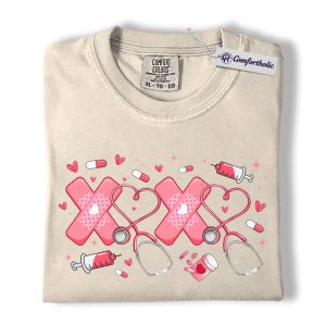 Nurse Valentine Shirt, Cute Medical Heart Graphic Tee, Healthcare Worker T-Shirt, Valentine Gift for Nurses, Comfort Colors Shirt