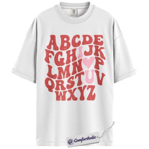 Alternative view of Alphabet Teacher Shirt, ABC Letter Graphic Tee, Cute Kindergarten Teacher T-Shirt, Back to School Gift for Teachers, Comfort Colors Shirt