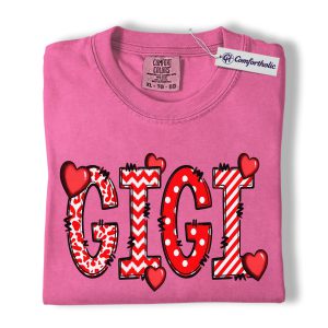 Gigi Shirt, Valentine Heart Graphic Tee, Cute Grandma T-Shirt, Valentine Gift for Gigi, Comfort Colors Shirt