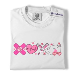Alternative view of Nurse Valentine Shirt, Cute Medical Graphic Tee, Nursing Valentine T-Shirt, Valentine Gift for Nurses, Comfort Colors Shirt