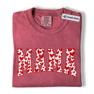 Mama Shirt, Valentine Heart Graphic Tee, Cute Mom T-Shirt, Valentine Gift for Moms, Comfort Colors Shirt