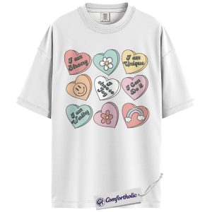 Alternative view of Affirmation Hearts Valentine Shirt, Positive Self Love Heart Graphic Tee, Cute Mental Health T-Shirt, Valentine's Day Gift for Women, Comfort Colors Shirt