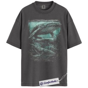 Alternative view of Humpback Whale Shirt, Dark Ocean Whale Graphic Tee, Fantasy Underwater Art T-Shirt, Nature Wildlife Gift for Ocean Lovers, Comfort Colors Shirt