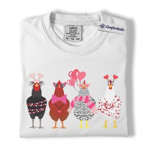 Alternative view of Valentine Chicken Shirt, Cute Farm Animal Love Graphic Tee, Funny Chicken Heart T-Shirt, Valentine Gift for Chicken Lovers & Farm Girls, Comfort Colors Shirt