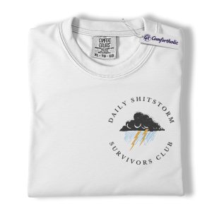 Alternative view of Daily Shitstorm Shirt, Minimal Weather Humor Graphic Tee, Funny Stress Life Quote T-Shirt, Mental Health Office Humor Gift, Comfort Colors Shirt