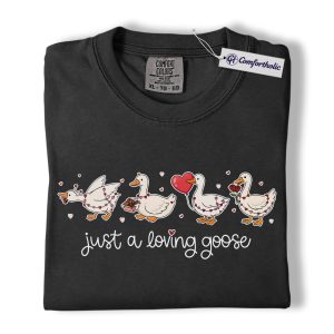 Alternative view of Loving Goose Shirt, Cute Valentine Goose Graphic Tee, Funny Animal Lover T-Shirt, Valentine’s Day Gift for Her & Couples, Comfort Colors Shirt