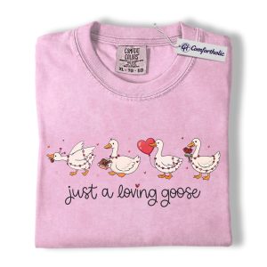 Loving Goose Shirt, Cute Valentine Goose Graphic Tee, Funny Animal Lover T-Shirt, Valentine’s Day Gift for Her & Couples, Comfort Colors Shirt